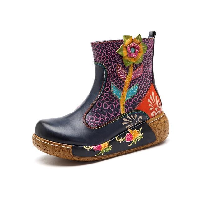 Buddha Trends Purple / 10 Flower Power Boho Hippie Platform Boots