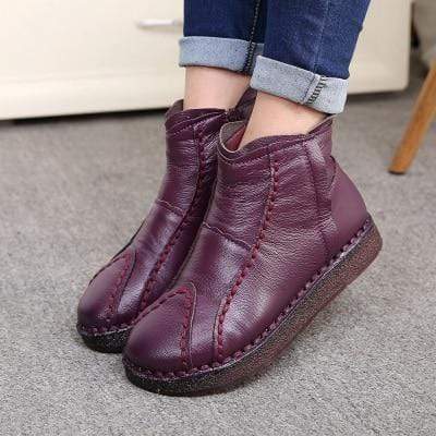 Buddha Trends Purple / 6 Soft Flexible Leather Ankle Boots