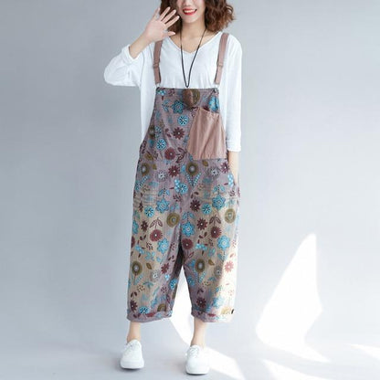 Buddha Trends Lila / One Size Hippie Dippie Floral Patchwork Overall