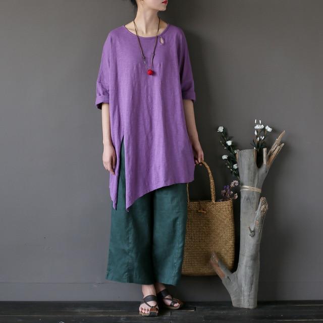 Buddha Trends Purple / One Size Split Side Long Sleeve T-Shirt