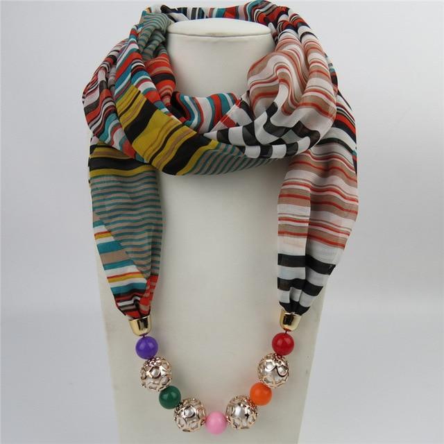 Buddha Trends Regenbogen-gestreifte Chiffon-Schal-Halskette