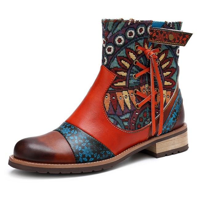 Buddha Trends Red / 10 Peace Boho Hippie Ankle Boots