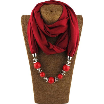 Buddha Trends Red / 160CM korálkový šátek náhrdelník