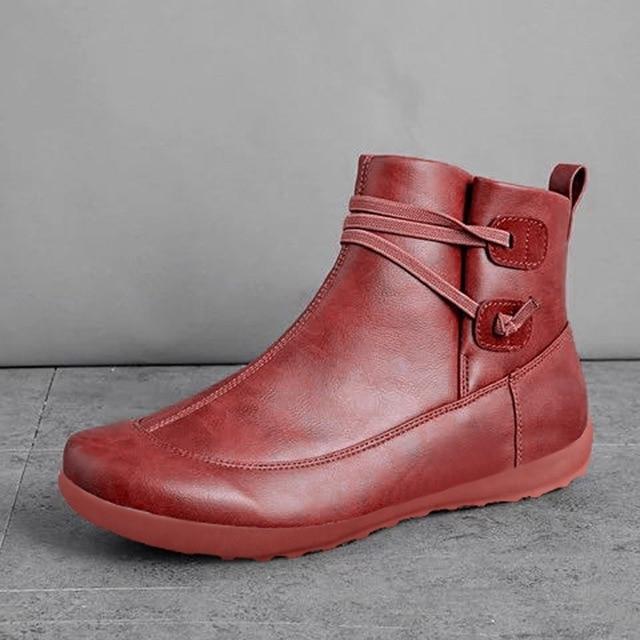 Vegan Leather Low Heel Ankle Boots