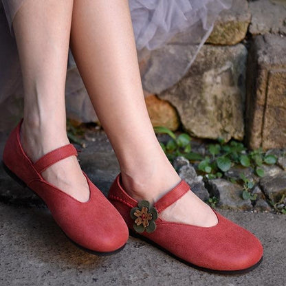 Buddha Trends Red / 5 Chaussures en cuir Art rétro faites à la main