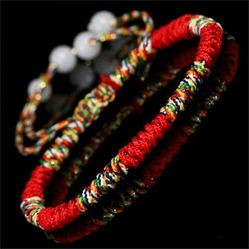 Buddha Trends Red Handmade Tibetan Knot Bracelet With Beads