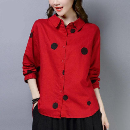 Красная хипстерская блузка в горошек Buddha Trends M