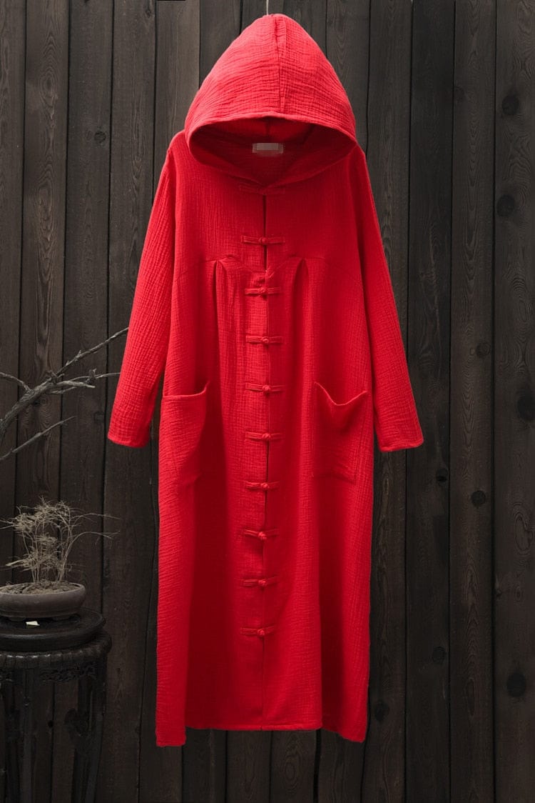 Budda Trends Czerwona / Jeden Rozmiar Oversize Vintage Bluza z Kapturem
