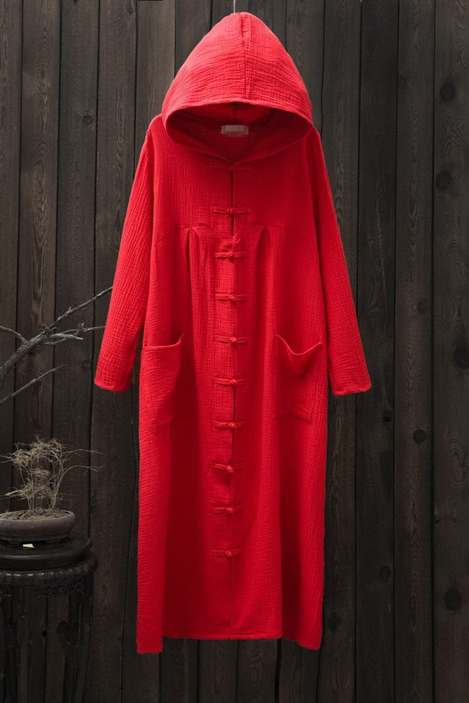 Buddha Trends Red / One Size Oversized Vintage Hooded Jacket