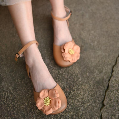 Këpucë lëkure me lule retro Buddha Trends