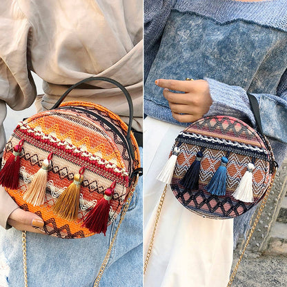 Buddha Trends Kulaté ratanové Hippie tašky
