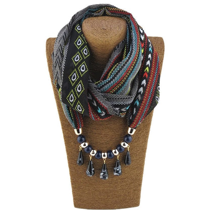 Buddha Trends Scarf 1 Tribal Beaded Scarf Necklace