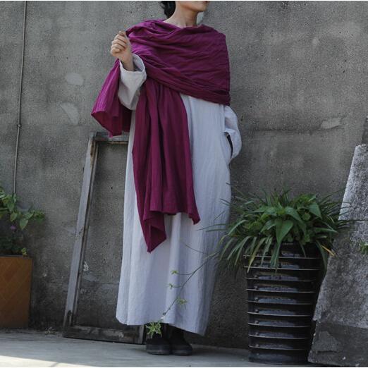 Buddha Trends šátek Fialový oversized dlouhý bavlněný šátek