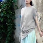 Short Sleeve Long Cotton Tunic Top | Lotus