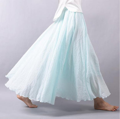 Buddha Trends スカート ベビーブルー / M ふわりとフリーのシフォンマキシスカート