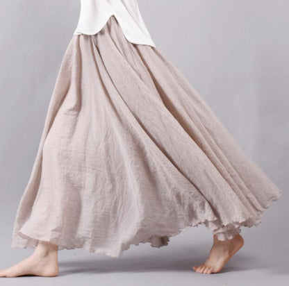 חצאיות בודהה טרנדים בז' / M חצאית מקסי שוטפת ושיפון חינם