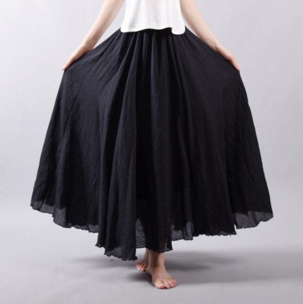 חצאיות בודהה טרנדים שחור / M חצאית מקסי שוטפת ושיפון חינם