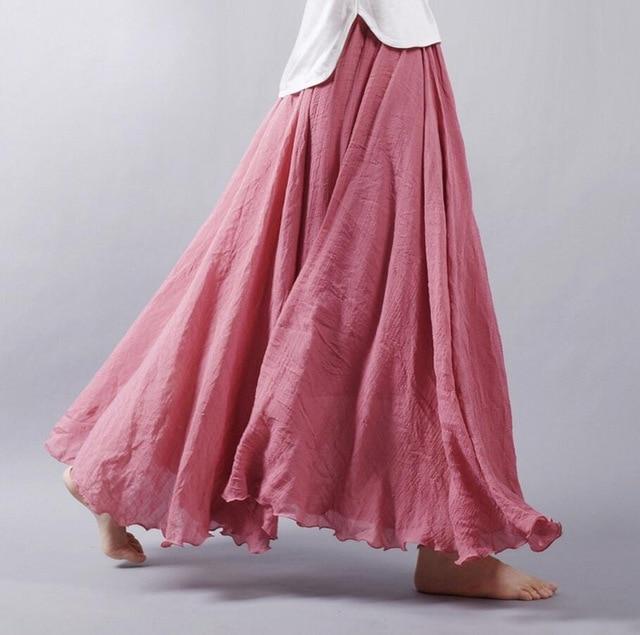 Buddha Trends Sukně Tmavě růžová / M splývavá a volná šifonová maxi sukně