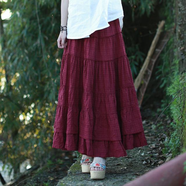 Buddha Trends Skirts deep red / One Size Peaceful Heart Maxi Skirt