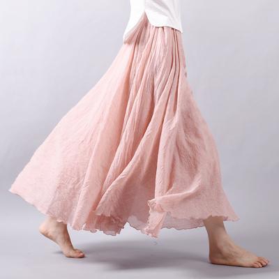 Buddha Trends Skirts Jupe longue en mousseline fluide et fluide rose clair / M