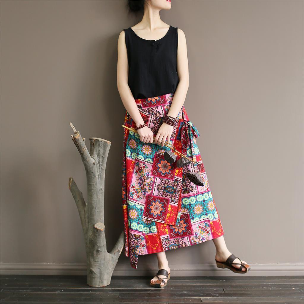 Buddha Trends Skirts National Style Colorful Retro Skirts
