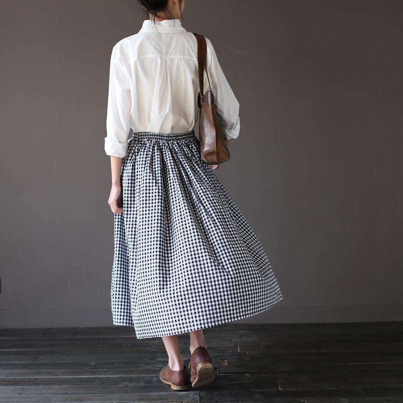 Buddha Trends Skirts One Size / Black&amp;White Black and White Plaid Vintage Skirt