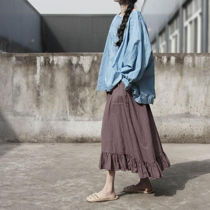 Buddha Trends Юбки Один размер / винтажная фиолетовая винтажная хлопковая юбка с оборками | Лотос