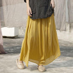חצאית צהובה וינטג' קפלים של הרמוניה | לוֹטוּס