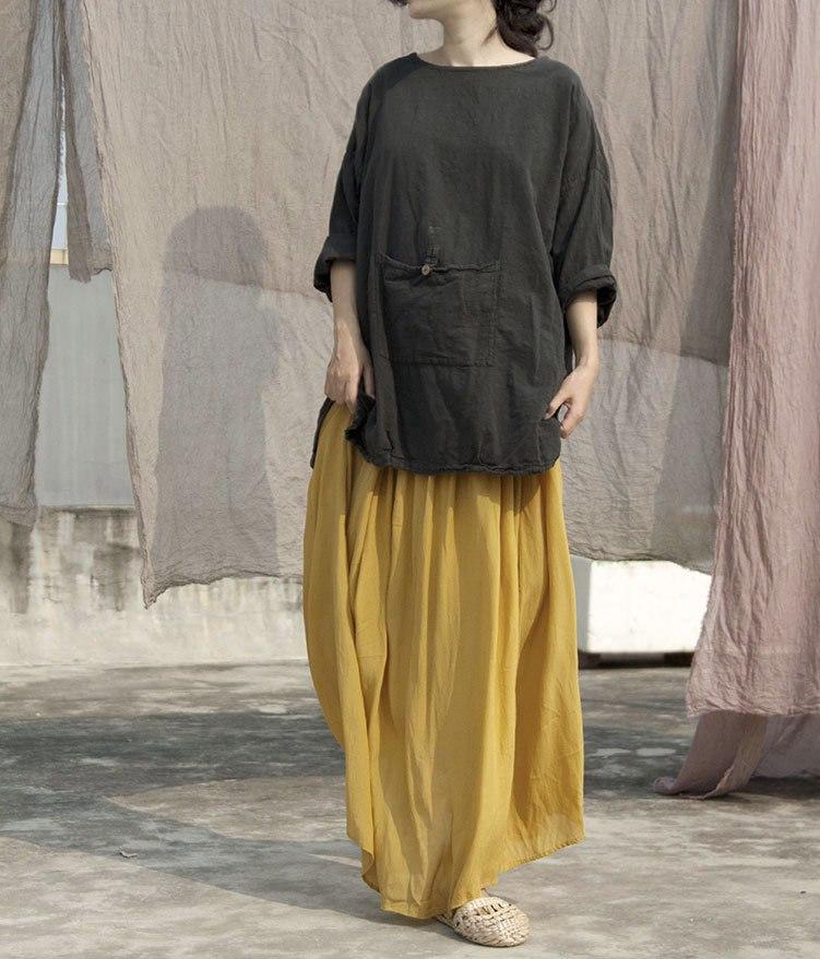 Buddha Trends Skirts One Size / Yellow Pleated Vintage Yellow Skirt | Lotus