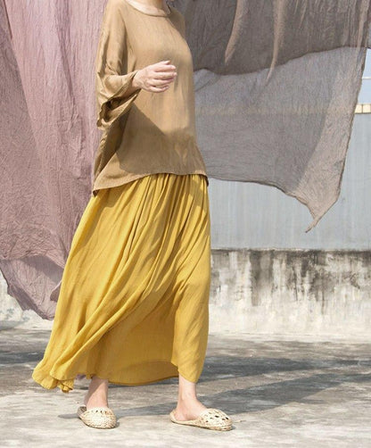 Buddha Trends Skirts One Size / Yellow Pleated Vintage Yellow Skirt | Lotus