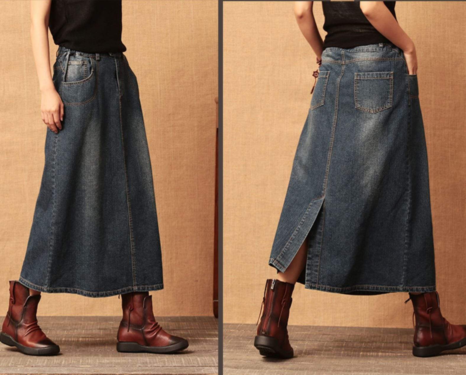 Buddha Trends Skirts Jupe longue en jean grande taille
