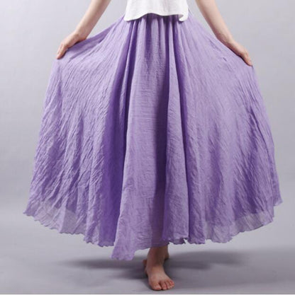 חצאיות בודהה טרנדים סגול / M חצאית מקסי שוטפת וחופשית שיפון