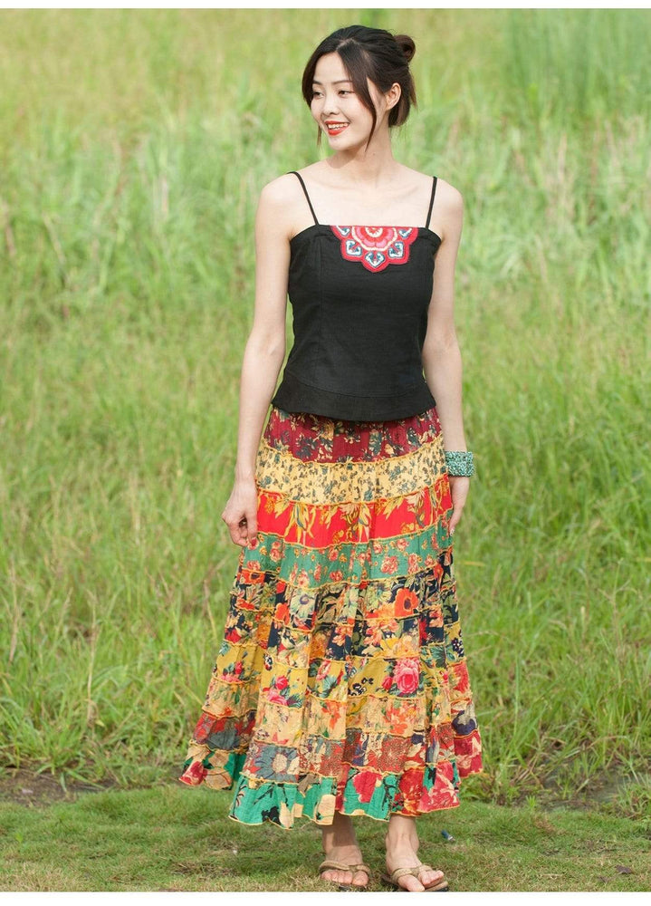 Buddha Trends Skirts Random Patchwork Hippie Skirt