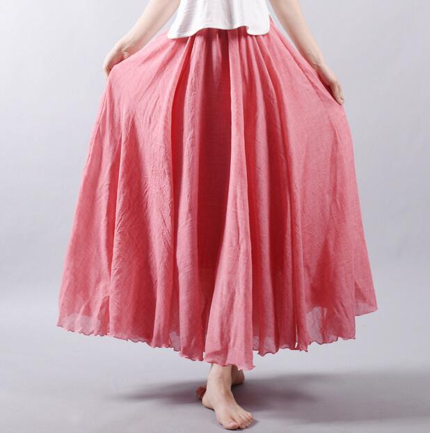 Spódnice Buddha Trends Różowa / M Zwiewna i bezpłatna spódnica maxi z szyfonu