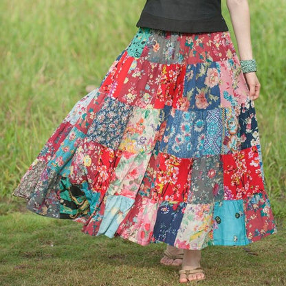 Buddha Trends Skirts Vintage / One Size Vintage Patchwork Skirt
