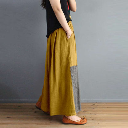 Buddha Trends Skirts Vintage Patchwork Corduroy Midi Skirt