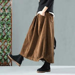 Vintage Pleated Corduroy Midi Skirt