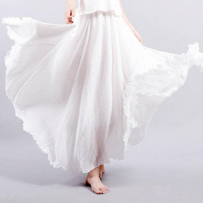 Buddha Trends Skirts White / M Flowy et Free Chiffon Maxi Skirt