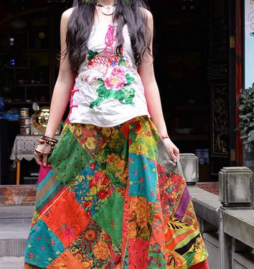 Floral Patchwork Hippie Skirt