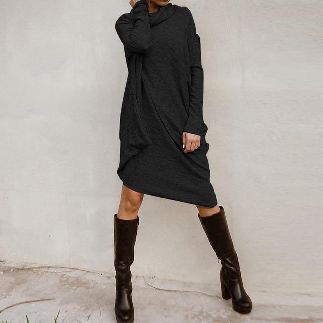 Buddha Trends Vestidos de suéter Negro / 5XL Vestido de suéter con estilo informal y elegante