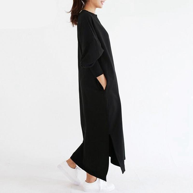 Buddha Trends Svetrové šaty Černé oversized svetrové šaty Plus Size
