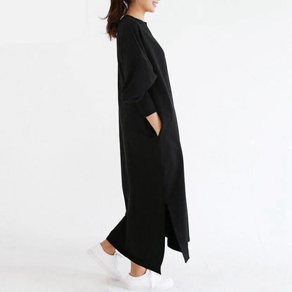 Buddha Trends Sweter Sukienki Czarny Oversized sweter Sukienka Plus Size