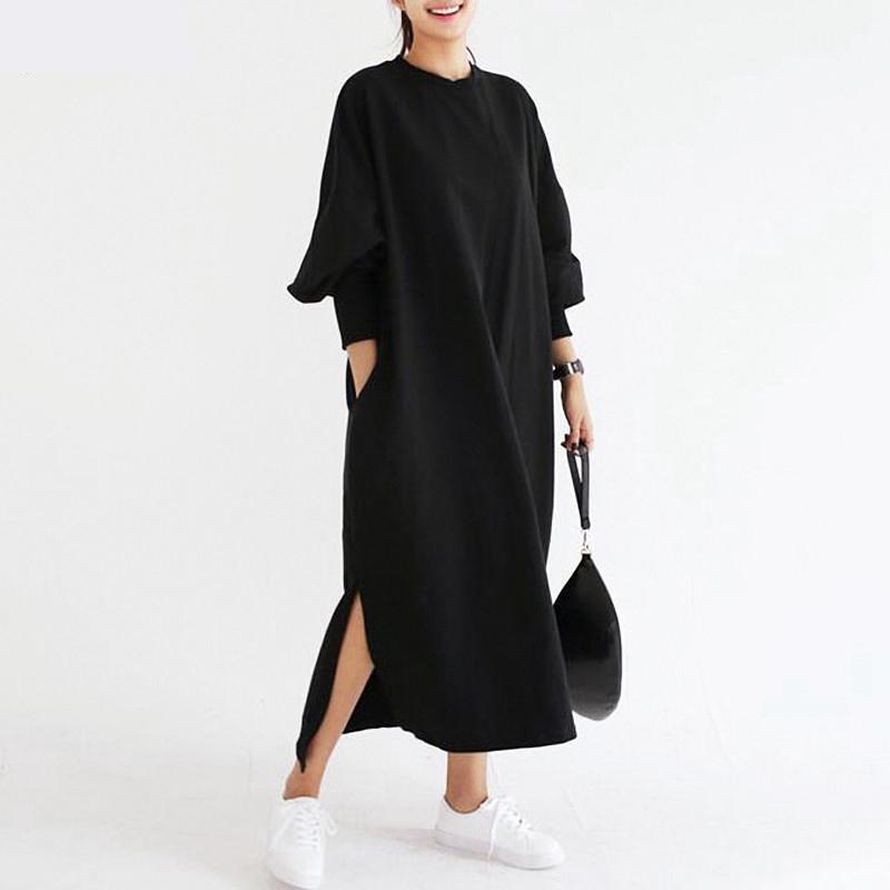Buddha Trends Vestidos de suéter Negro / S Vestido de suéter de gran tamaño negro Tallas grandes