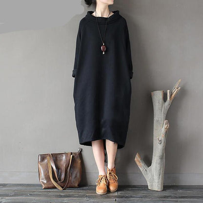 Buddha Trends Sweater Dresses Black / XL Plus Size Oversized Turtleneck Sweater Dress