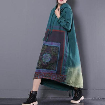 Buddha Trends Sweater Kleider Crystal Aura Hooded Sweater Kleid