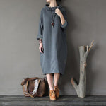 Buddha Trends Sweater Dresses Grigio scuro / XL Plus Size Abito maglione dolcevita oversize