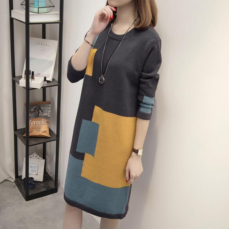 Pletené svetrové šaty Geometric Plus Size