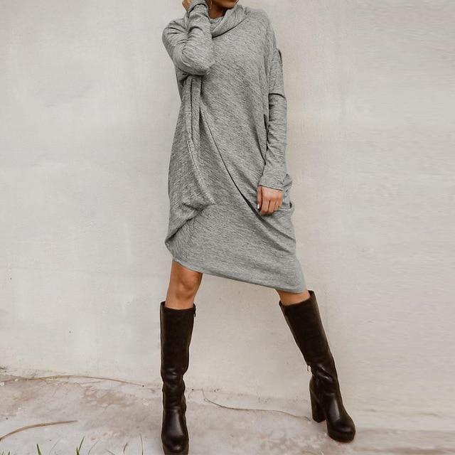 Buddha Trends Sweater Dresses Light Grey / L Casual Chic Vibe Sweater Dress