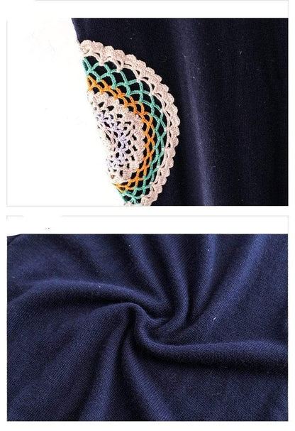 Mandala Embroidered Knitted T-Shirt Dress