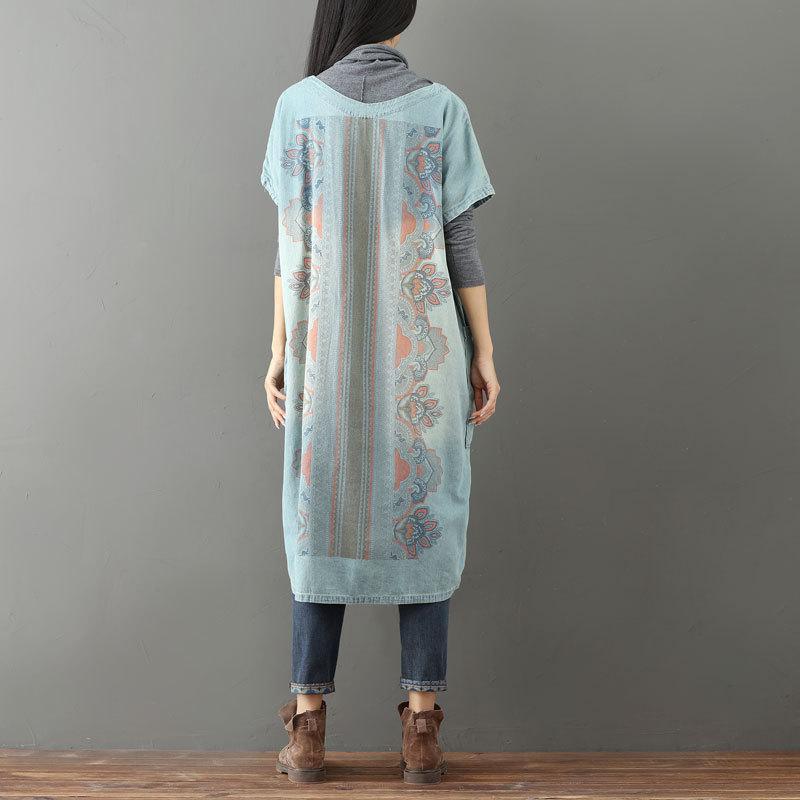 Buddha Trends Vestidos de suéter Talla única / Vestido tipo camiseta de mezclilla con bloques de color azul claro